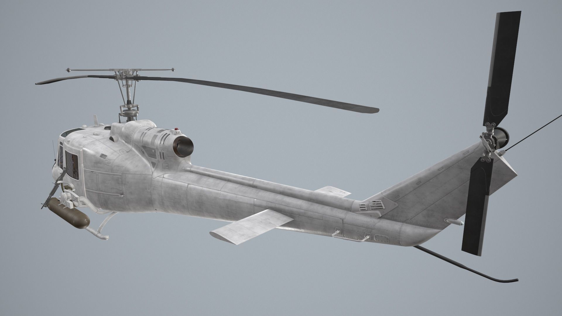 Bell UH-1B Blank Livery Complex Animation Low-poly 3D model_3