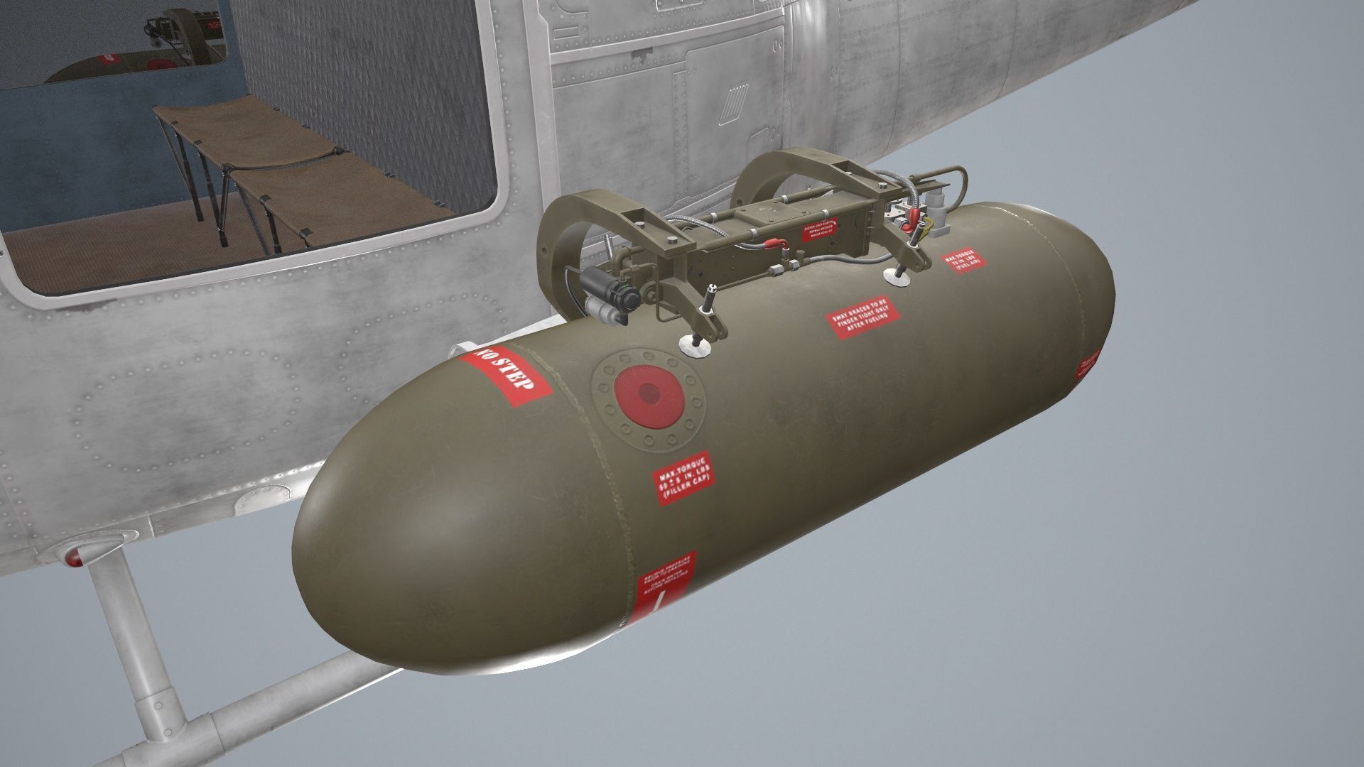 Bell UH-1B Blank Livery Complex Animation Low-poly 3D model_19