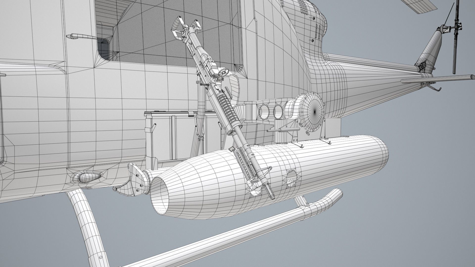 Bell UH-1B Blank Livery Complex Animation Low-poly 3D model_45