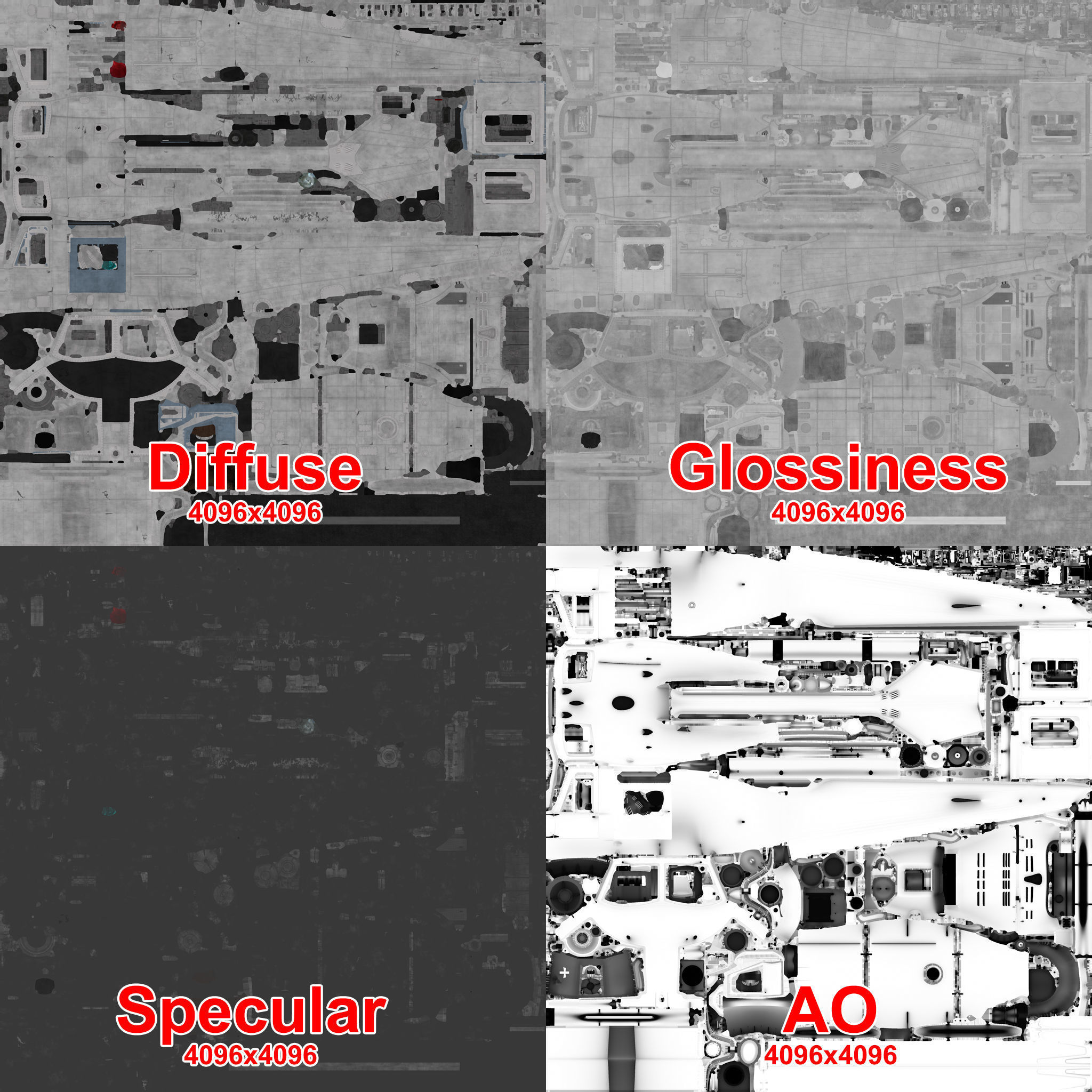 Bell UH-1B Blank Livery Complex Animation Low-poly 3D model_47