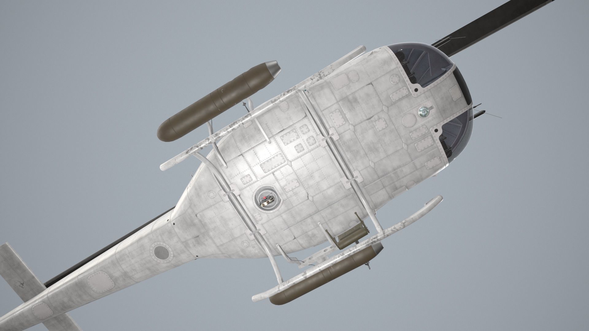 Bell UH-1B Blank Livery Complex Animation Low-poly 3D model_7