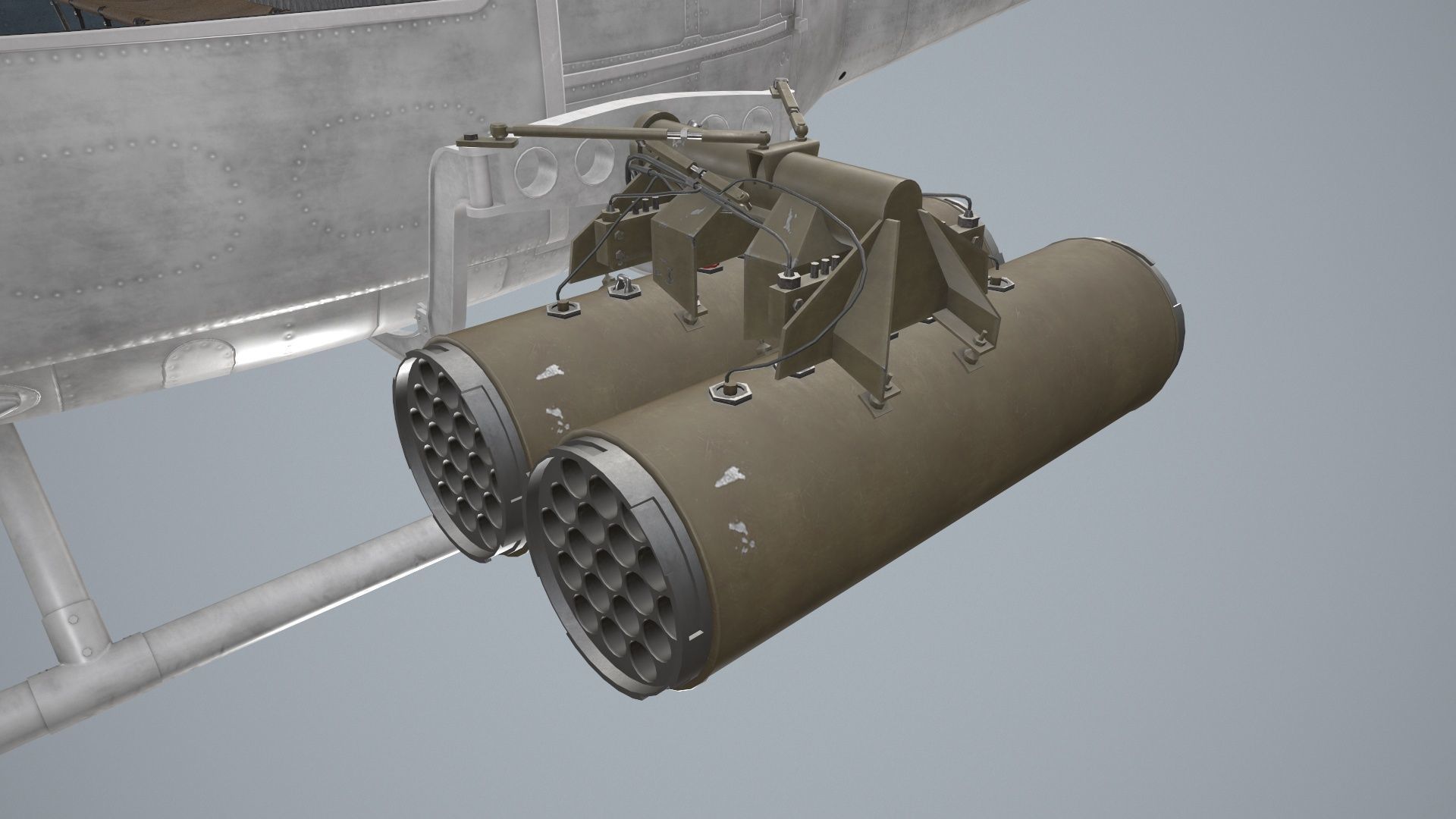 Bell UH-1B Blank Livery Complex Animation Low-poly 3D model_20