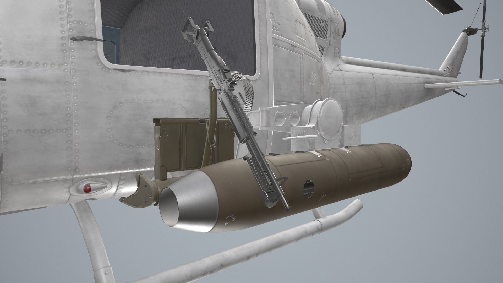 Bell UH-1B Blank Livery Complex Animation Low-poly 3D model_13