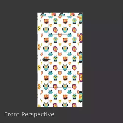Children Cartoon Pattern Door With Metalic Handle 3D model