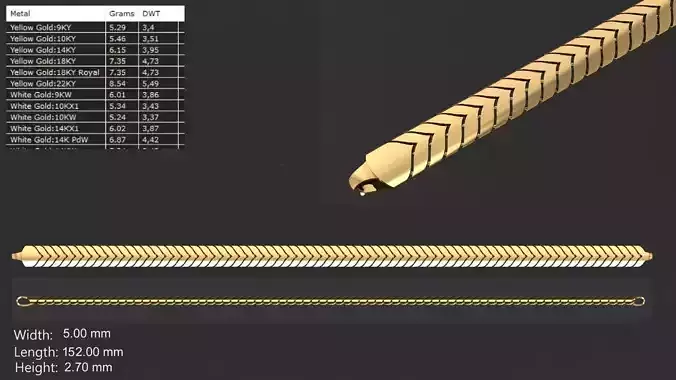 Ultra light shiny gold bracelet 3D print model