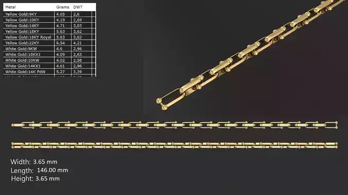 Ultra light shiny gold bracelet 3D print model
