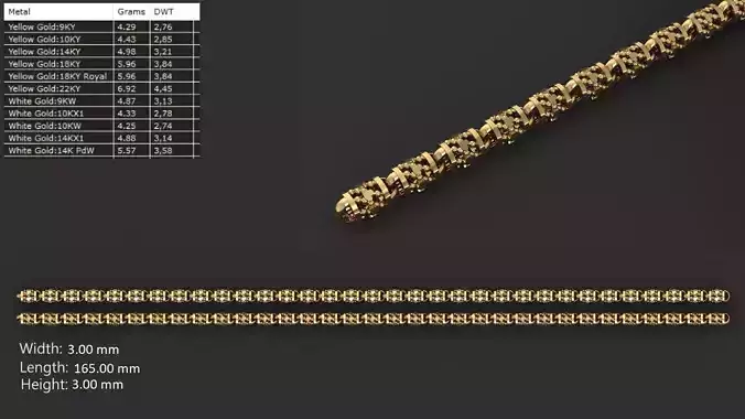 Ultra light shiny gold bracelet 3D print model