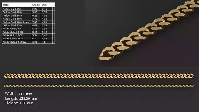 Ultra light shiny gold bracelet 3D print model