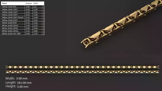 Ultra light shiny gold bracelet 3D print model