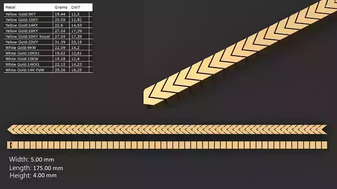 Ultra light shiny gold bracelet 3D print model