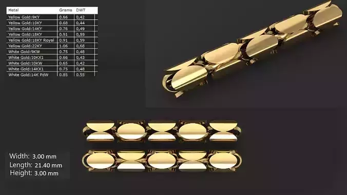 Ultra light shiny gold bracelet 3D print model