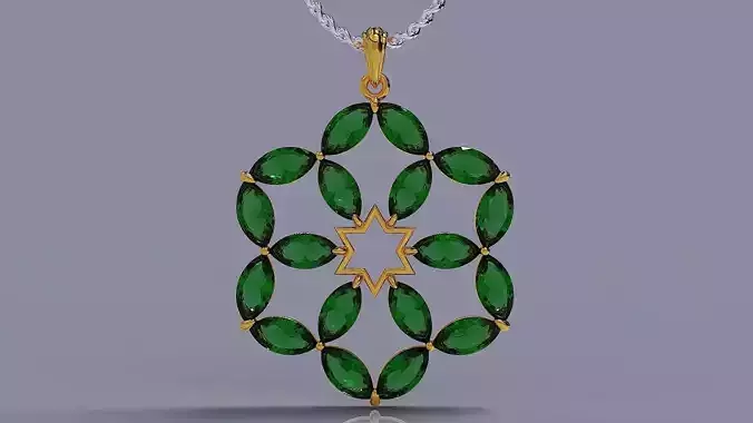 Prong set marquise cut diamond star necklace