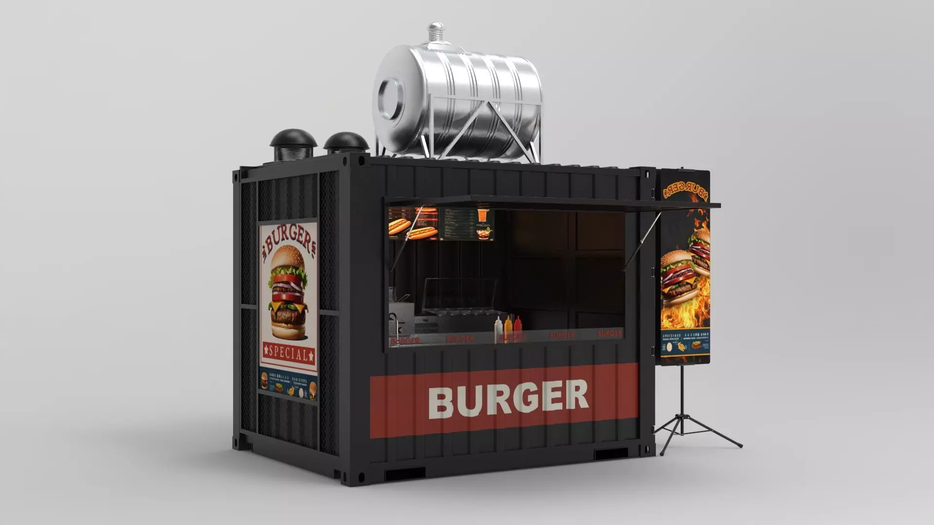 Burger Stall Container 3D model_0