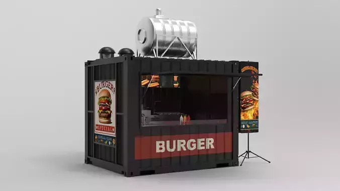 Burger Stall Container 3D model