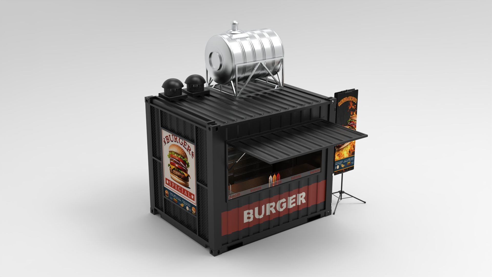 Burger Stall Container 3D model_4