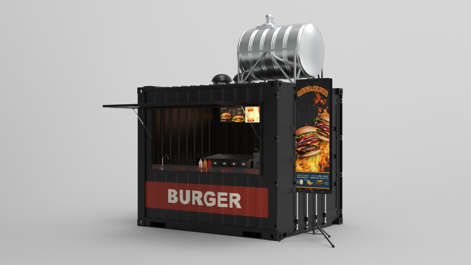 Burger Stall Container 3D model_3