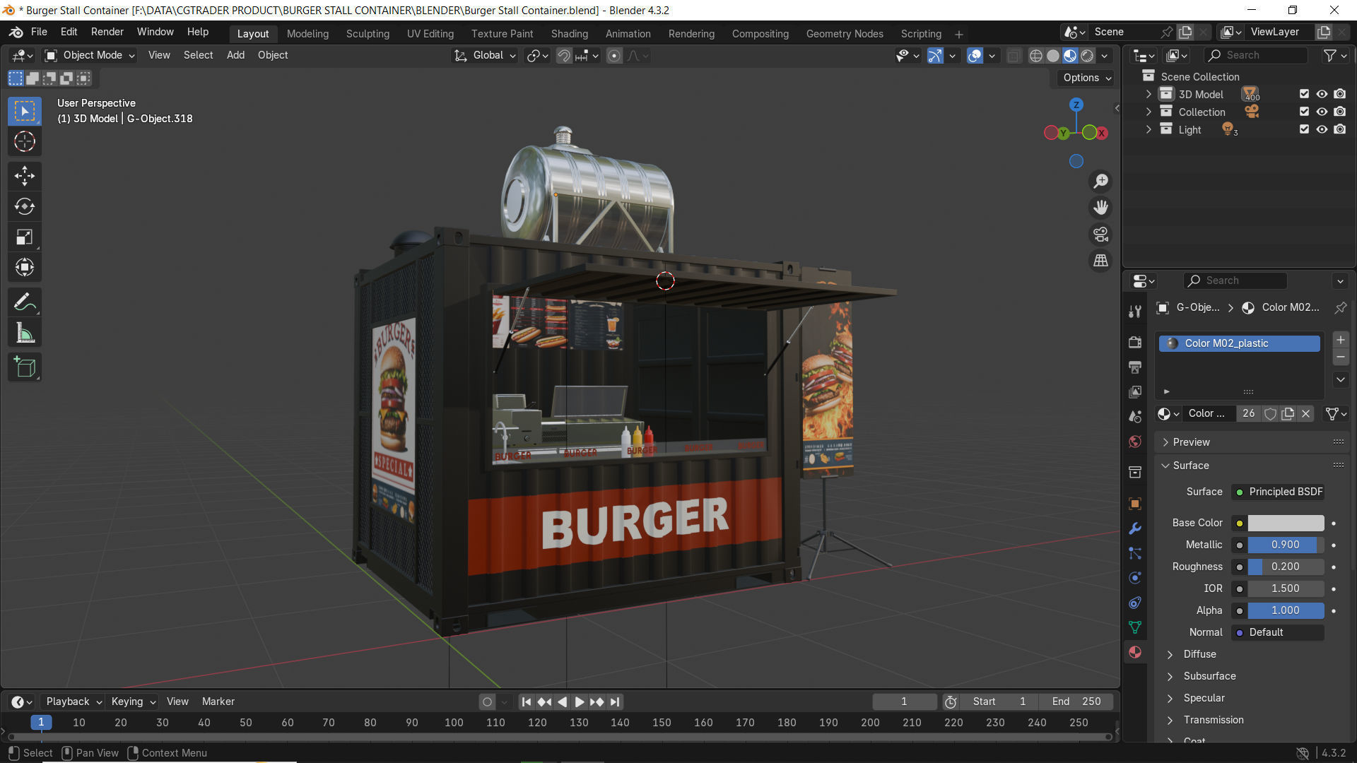Burger Stall Container 3D model_5