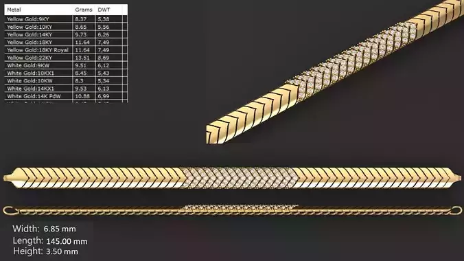 Ultra light shiny gold bracelet