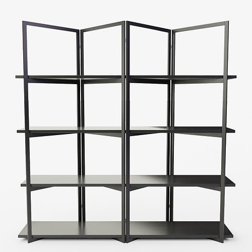 4-Panel Open Bookcase Wood Room Divider 3D model