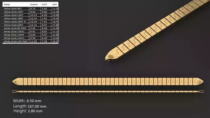 Ultra light shiny gold bracelet 3D print model