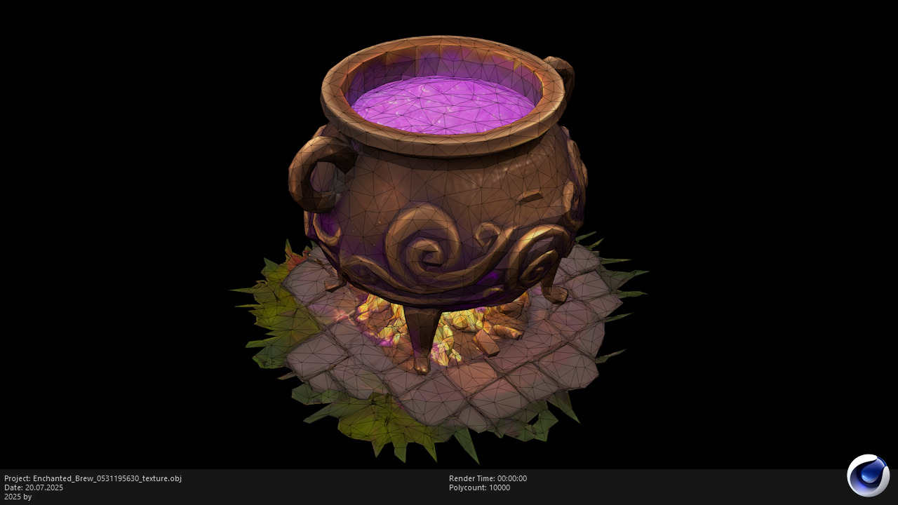 Low Poly Stylized Magicial Cauldron Low-poly 3D model_9