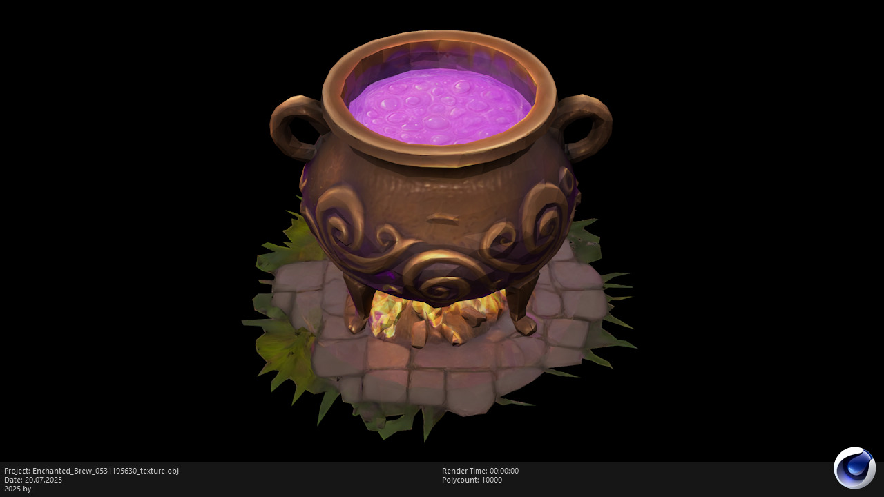 Low Poly Stylized Magicial Cauldron Low-poly 3D model_5