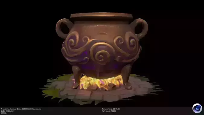 Low Poly Stylized Magicial Cauldron Low-poly 3D model Low Poly Stylized Magicial Cauldron Low-poly 3D model