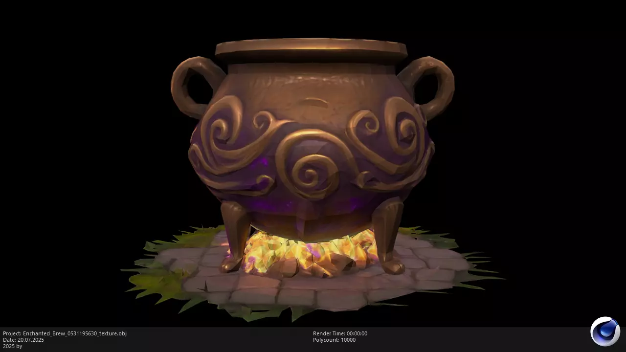 Low Poly Stylized Magicial Cauldron Low-poly 3D model_0