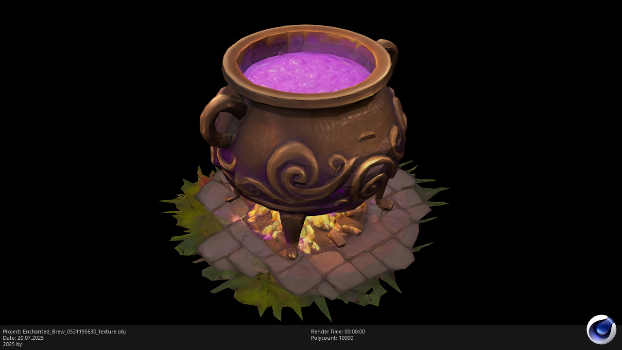 Low Poly Stylized Magicial Cauldron Low-poly 3D model_8