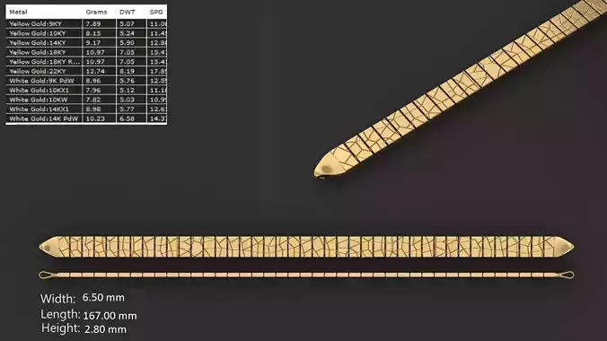 Ultra light shiny gold bracelet 3D print model