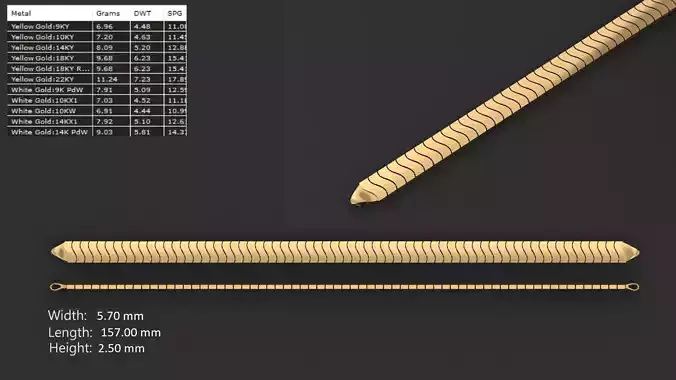 Ultra light shiny gold bracelet 3D print model