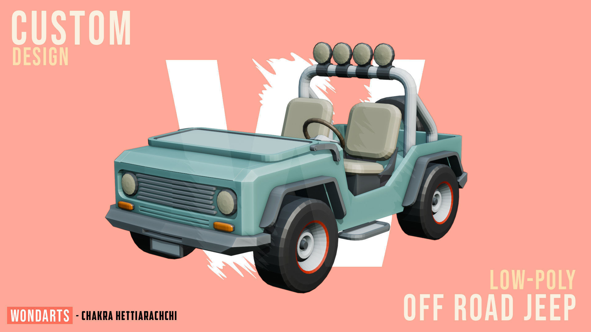 Low Poly off road Concept SUV 4x4 Low-poly 3D model_10