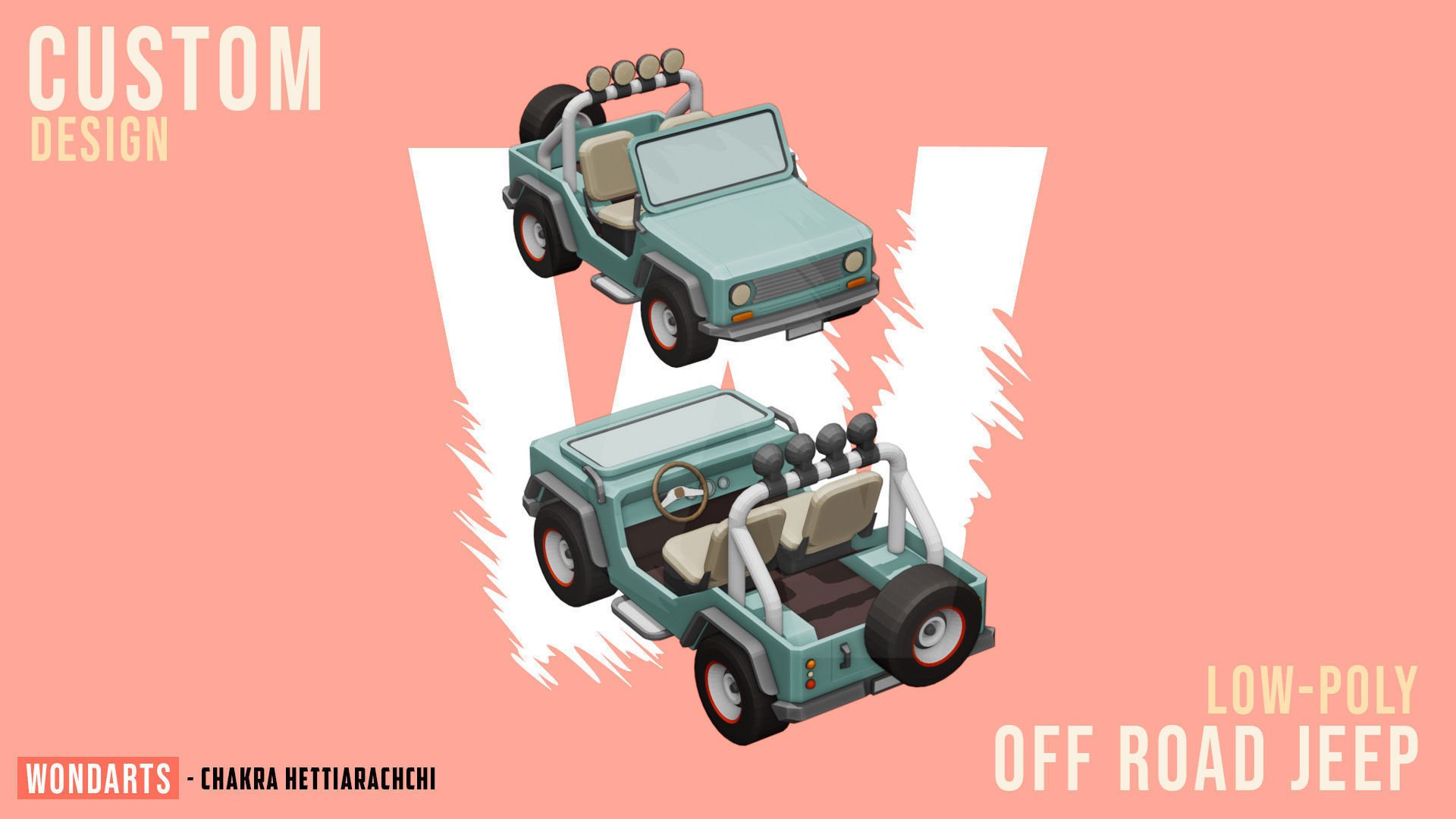 Low Poly off road Concept SUV 4x4 Low-poly 3D model_3