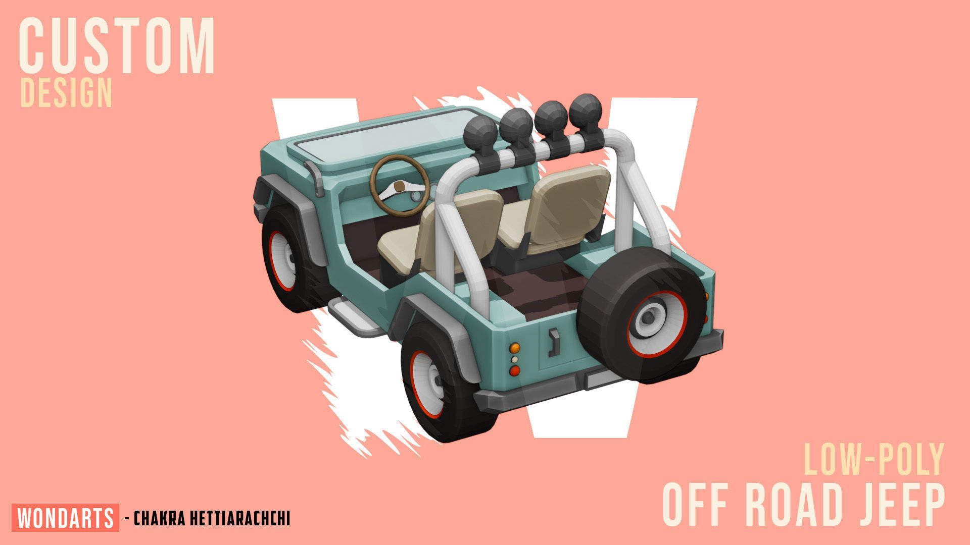 Low Poly off road Concept SUV 4x4 Low-poly 3D model_2