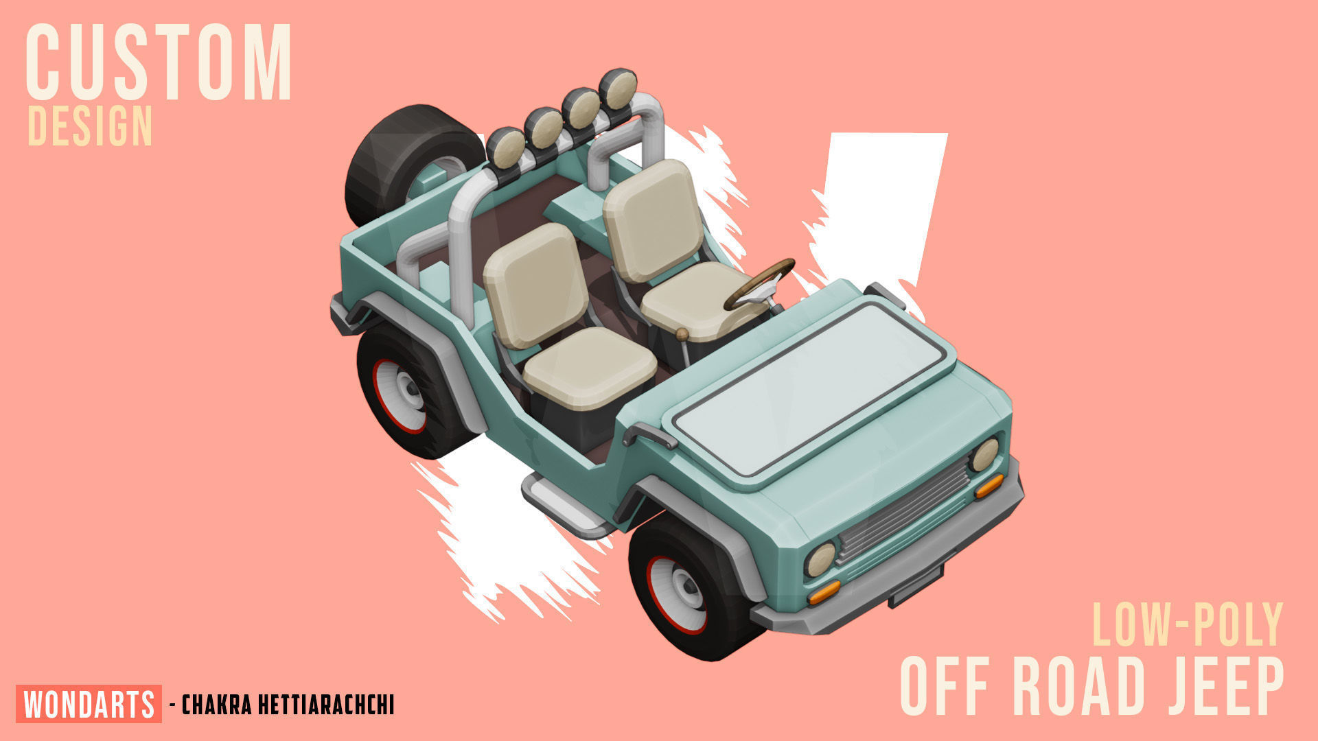Low Poly off road Concept SUV 4x4 Low-poly 3D model_9