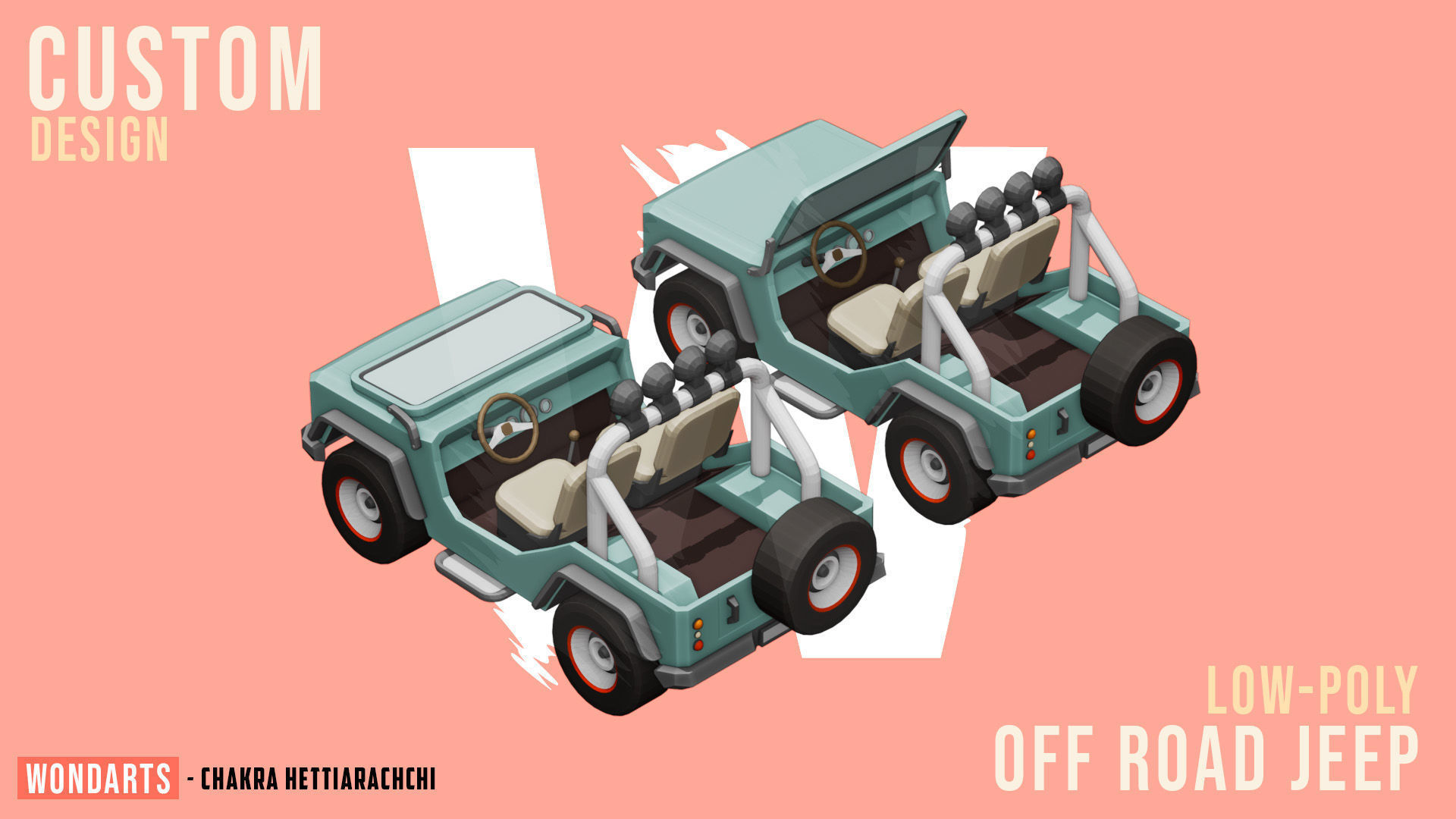 Low Poly off road Concept SUV 4x4 Low-poly 3D model_6