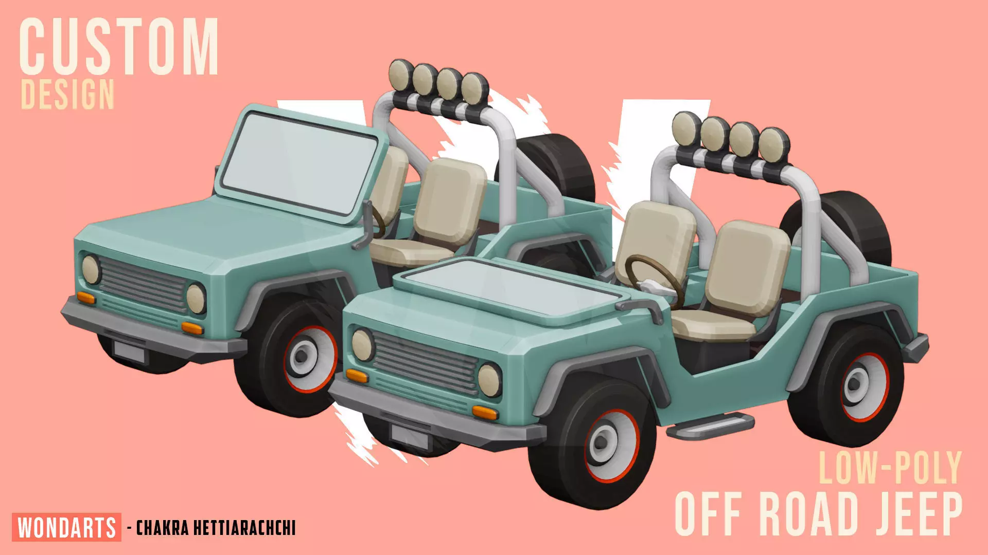 Low Poly off road Concept SUV 4x4 Low-poly 3D model_0