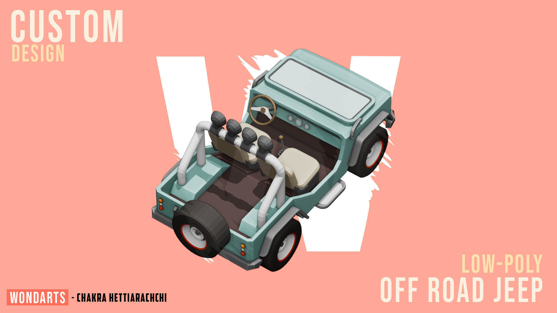 Low Poly off road Concept SUV 4x4 Low-poly 3D model_5
