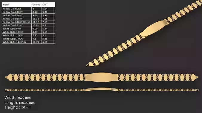 Ultra light shiny gold bracelet 3D print model