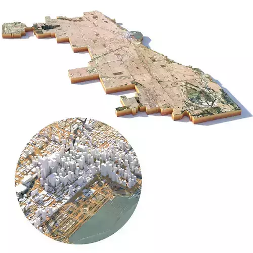 Chicago City Illinois USA 3D model