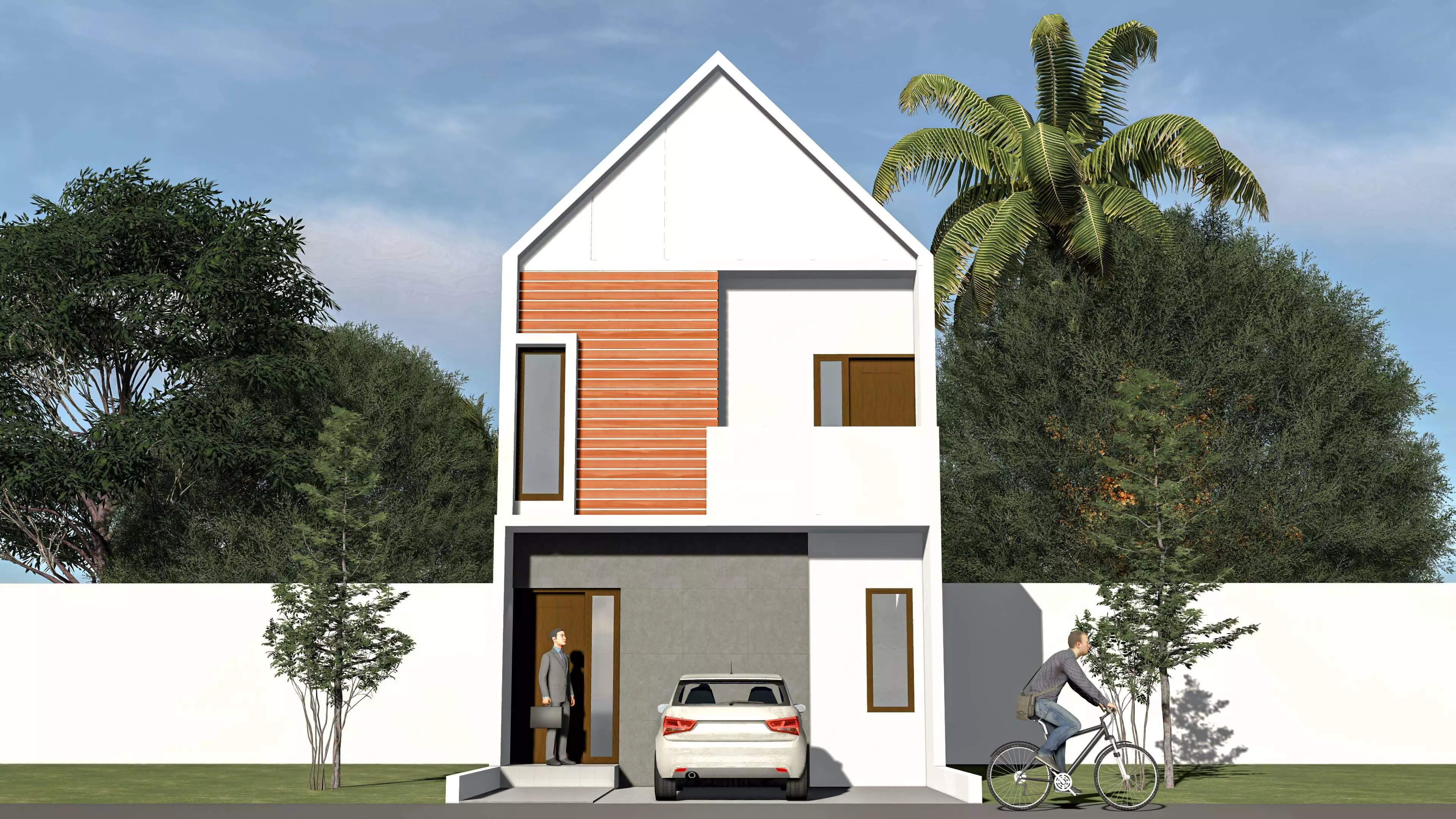 Modern Scandinavian Style Residential Home Low-poly 3D model