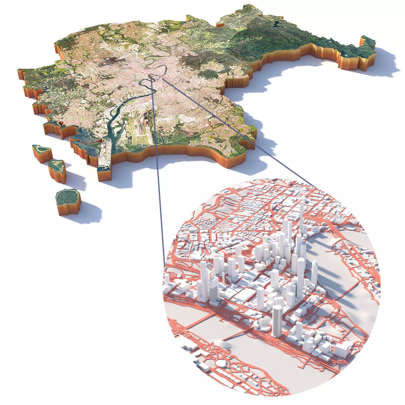 Brisbane City in Australia 3D model