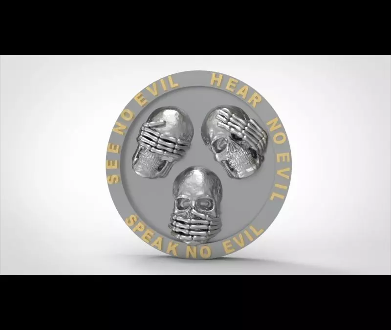 Three Skulls See No Evil Hear No Evil Speak No Evil 3D model