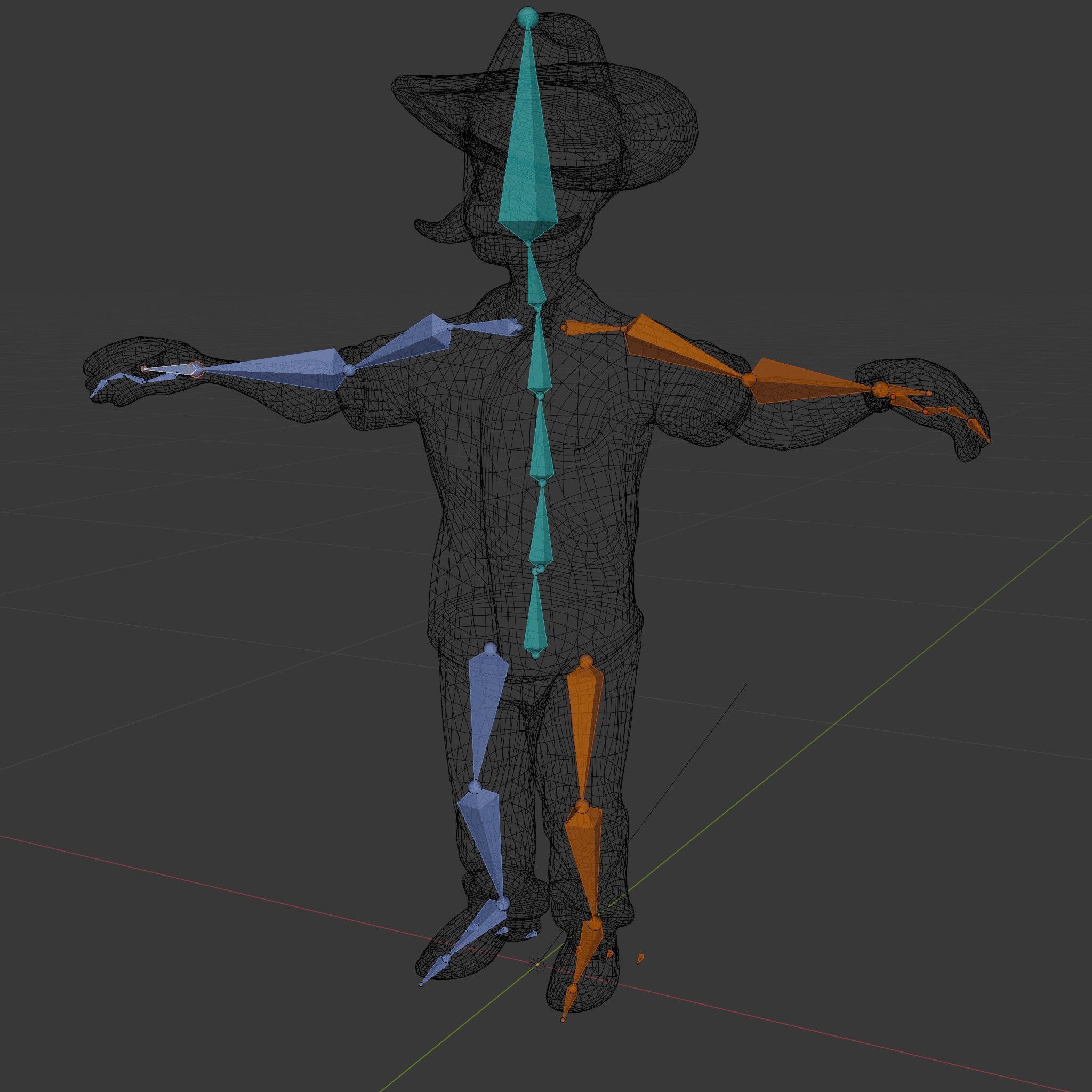 Cartoon Cowboy with Mustache Rigged and Animated Low-poly 3D model_6