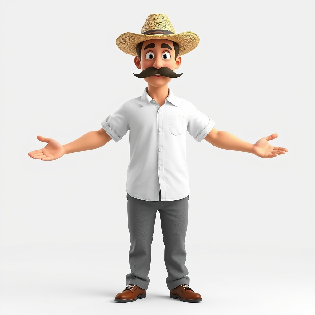 Cartoon Cowboy with Mustache Rigged and Animated Low-poly 3D model_2