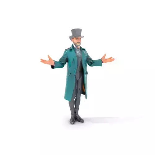 Victorian Gentleman Character Rigged and Animated Low-poly 3D model