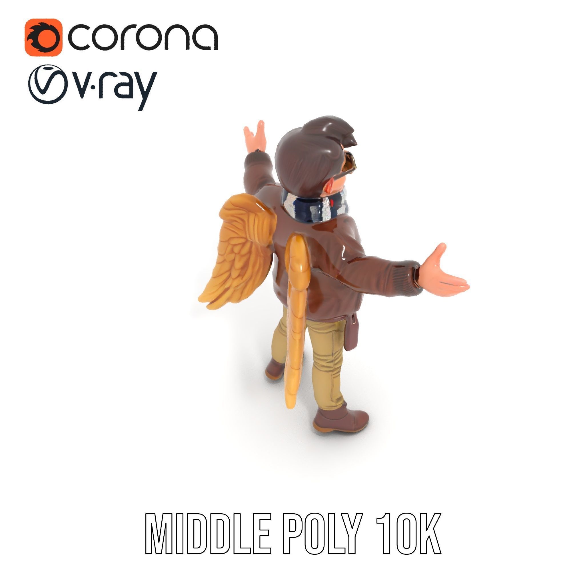 Adventurous Aviator Boy Rigged and Animated D Model Low-poly 3D model_9