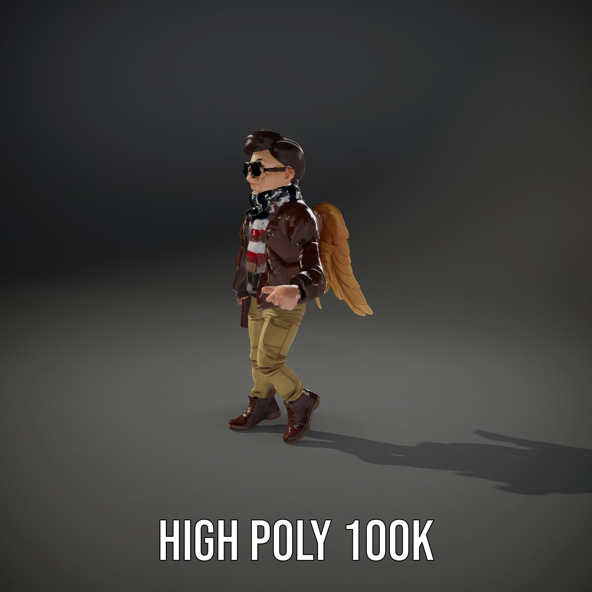 Adventurous Aviator Boy Rigged and Animated D Model Low-poly 3D model_14