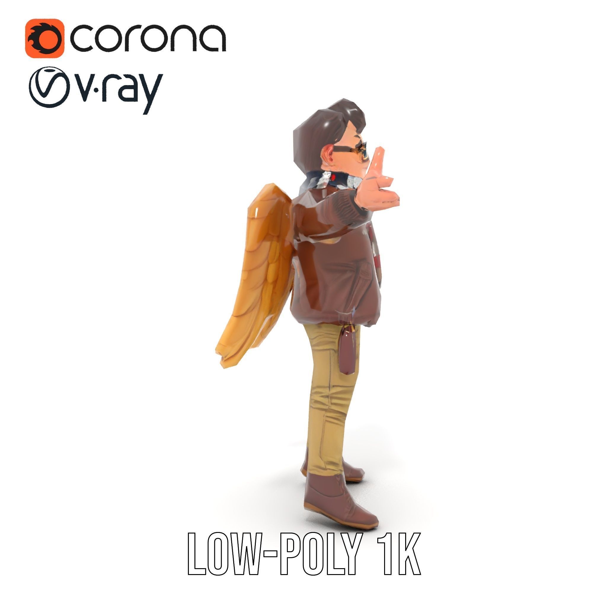 Adventurous Aviator Boy Rigged and Animated D Model Low-poly 3D model_28