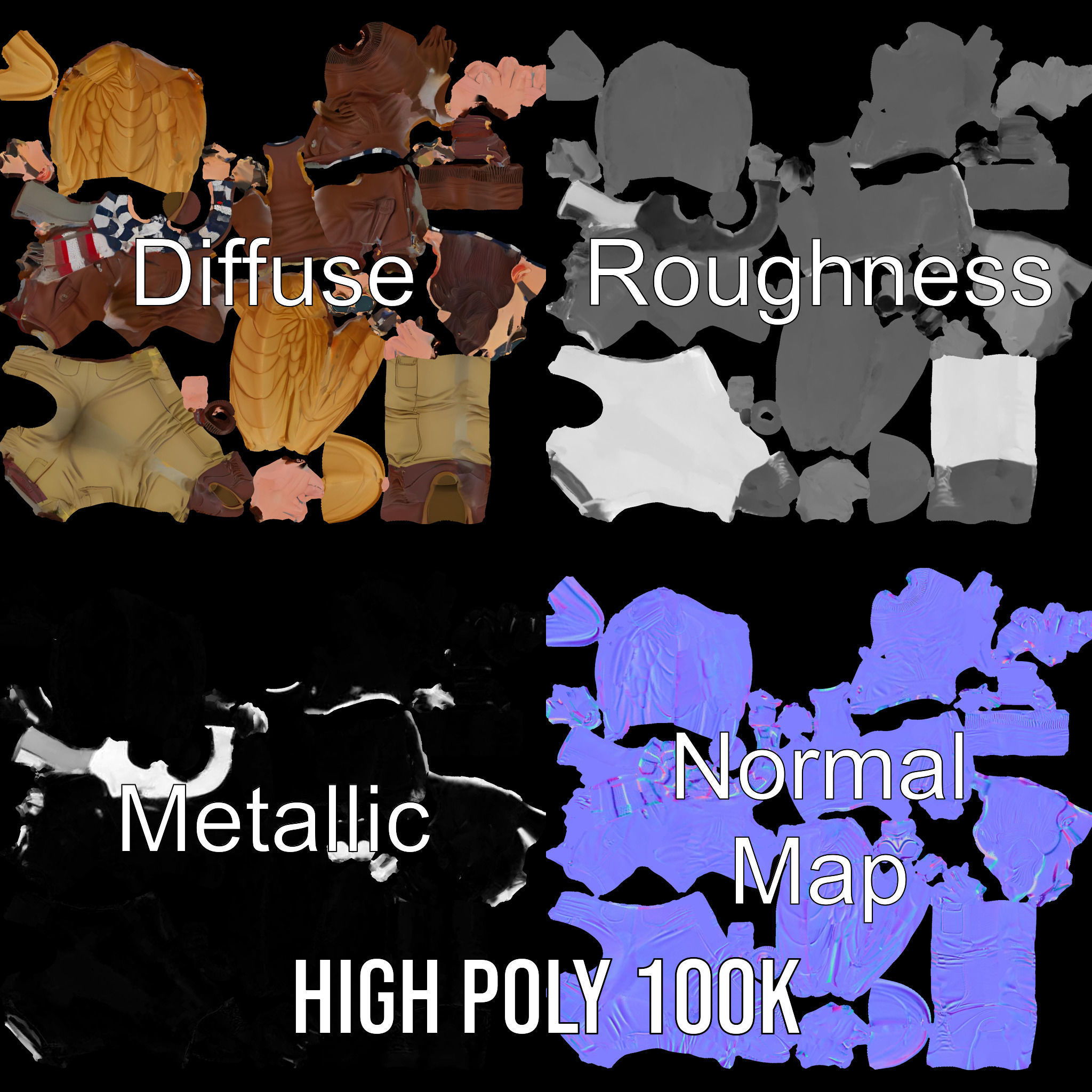 Adventurous Aviator Boy Rigged and Animated D Model Low-poly 3D model_3